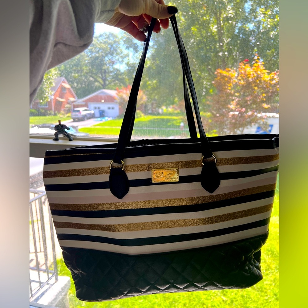EUC Betsey Johnson Striped Tote Bag